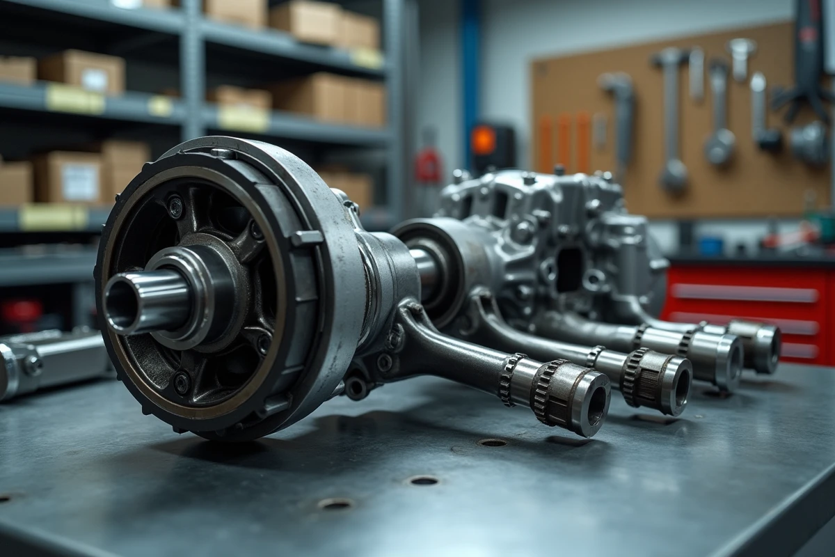 Gros plan sur les composants internes d'un moteur automobile illustrant le concept de couple moteur et de puissance mécanique