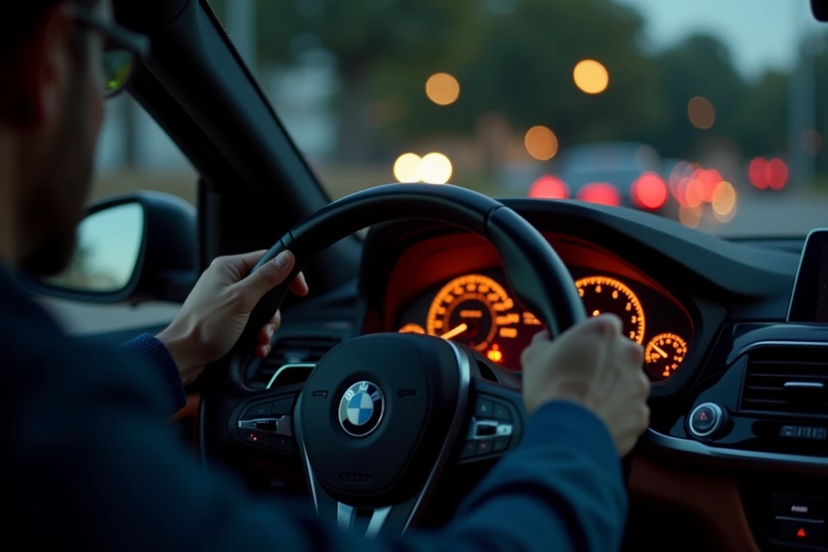 Voyants d'avertissement allumés sur le tableau de bord d'une BMW